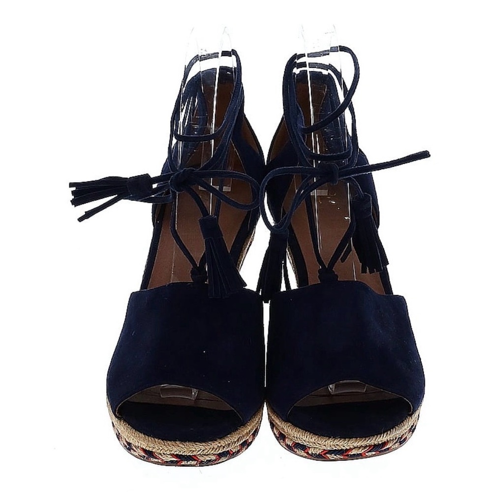 CABI Women’s Navy Suede Lace-Up Espadrille Wedges